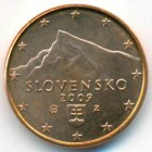 Словакия, 1 евроцент 2009 год (UNC)