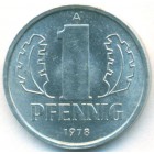 ГДР, 1 пфенниг 1978 год (UNC)