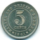 Малайя и Британское Борнео, 5 центов 1961 год (AU)
