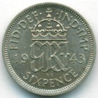 Великобритания, 6 пенсов 1943 год (UNC)