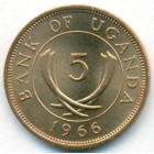Уганда, 5 центов 1966 год (UNC)