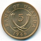 Уганда, 5 центов 1966 год (UNC)