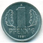 ГДР, 1 пфенниг 1981 год (AU)