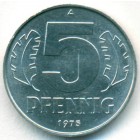 ГДР, 5 пфеннигов 1975 год (UNC)