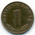 Третий рейх, 1 рейхспфенниг 1939 год B (UNC)