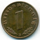 Третий рейх, 1 рейхспфенниг 1939 год B (UNC)