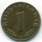 Третий рейх, 1 рейхспфенниг 1939 год B (UNC)
