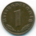 Третий рейх, 1 рейхспфенниг 1939 год B (AU)
