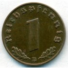 Третий рейх, 1 рейхспфенниг 1939 год B (AU)