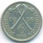 Южная Родезия, 6 пенсов 1950 год
