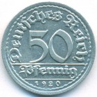Веймарская республика, 50 пфеннигов 1920 год G (AU)