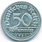 Веймарская республика, 50 пфеннигов 1921 год G (UNC)