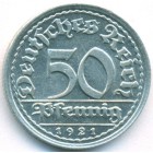 Веймарская республика, 50 пфеннигов 1921 год G (AU)