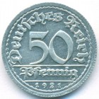 Веймарская республика, 50 пфеннигов 1921 год G (AU)