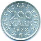 Веймарская республика, 200 марок 1923 года G (AU)