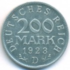 Веймарская республика, 200 марок 1923 года D (AU)