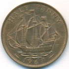 Великобритания, 1/2 пенни 1967 год (UNC)