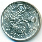 Великобритания, 6 пенсов 1967 год (UNC)