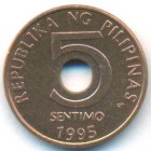 Филиппины, 5 сентимо 1995 год (AU)