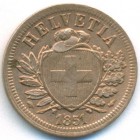Швейцария, 2 раппена 1851 год (AU)