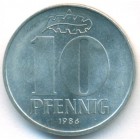ГДР, 10 пфеннигов 1986 год (UNC)