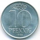 ГДР, 10 пфеннигов 1968 год (UNC)