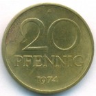 ГДР, 20 пфеннигов 1974 год (AU)