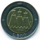 Сан-Марино, 500 лир 1987 год (UNC)