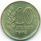 Аргентина, 10 песо 1978 год (UNC)