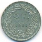 Швейцария, 2 франка 1991 год (AU)