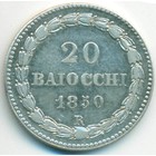 Ватикан, 20 байокко 1850 год R