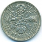 Великобритания, 6 пенсов 1959 год