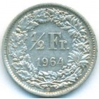Швейцария, 1/2 франка 1964 год (AU)