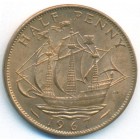Великобритания, 1/2 пенни 1967 год (UNC)
