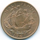Великобритания, 1/2 пенни 1967 год (UNC)