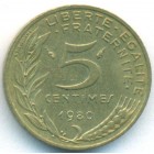 Франция, 5 сантимов 1980 год (UNC)