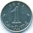 Франция, 1 сантим 1964 год (UNC)
