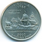 США, 25 центов 2000 год D (UNC)