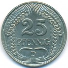Германия, 25 пфеннигов 1912 D (AU)