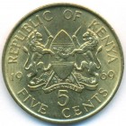 Кения, 5 центов 1969 год (UNC)