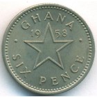 Гана, 6 пенсов 1958 год (UNC)