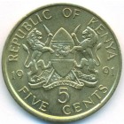 Кения, 5 центов 1991 год (UNC)
