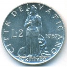 Ватикан, 2 лиры 1957 год (UNC)
