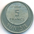 Тунис, 5 франков 1954 год (AU)