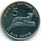 Эритрея, 5 центов 1997 год (UNC)