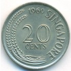 Сингапур, 20 центов 1969 год (UNC)