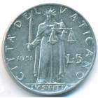 Ватикан, 5 лир 1951 год
