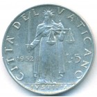 Ватикан, 5 лир 1952 год