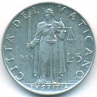 Ватикан, 5 лир 1953 год