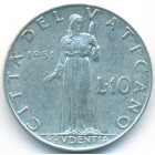 Ватикан, 10 лир 1951 год